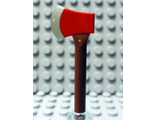Minifigure, Utensil Axe, Large Head with Red Head and Silver Blade Pattern, Reddish Brown (95330pb01 / 4632326)