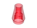 Cone 1 x 1 with Top Groove, Trans-Red (4589b / 4544720 / 6172226 / 618841 / 6337596)