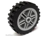 Wheel 30mm D. x 14mm with Black Tire 43.2 x 14 Offset Tread 56904 / 56898, Light Bluish Gray (56904c01)