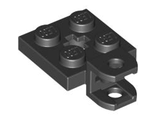Plate, Modified 2 x 2 with Tow Ball Socket, Short, Flattened with Holes and Axle Hole in Center, Black (63082 / 373026)
