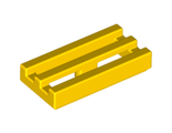 Tile, Modified 1 x 2 Grille with Bottom Groove / Lip, Yellow (2412b / 241224)
