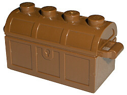Container, Treasure Chest with Slots in Back and Thick Hinge Curved Lid 4738a / 4739a, Reddish Brown (4738ac01)