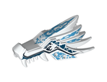 Dragon Head Ninjago Jaw Upper with Medium Blue and Dark Blue Sections and Ice Spirit Pattern, White (93070pb05 / 6016747)