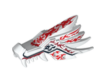Dragon Head Ninjago Upper Jaw with Red and Dark Red Fire Spirit Pattern, White (93070pb04 / 6006252 / 6016748)