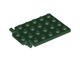 Plate, Modified 4 x 6 with Trap Door Hinge (Long Pins), Dark Green (92099 / 6074913)
