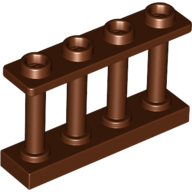 Fence 1 x 4 x 2 Spindled with 4 Studs, Reddish Brown (15332 / 6066114)