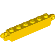 Hinge Brick 1 x 6 Locking with 1 Finger Vertical End and 2 Fingers Vertical End, 9 Teeth, Yellow (30388 / 4144579)