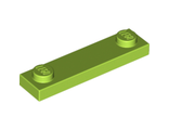Plate, Modified 1 x 4 with 2 Studs without Groove, Lime (92593 / 6058127)