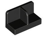 Panel 1 x 2 x 1 with Rounded Corners and Center Divider, Black (93095 / 6092446 / 6115086)
