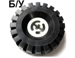 ! Б/У - Wheel with Split Axle Hole with Black Tire 17 x 43 3482 / 3634, White (3482c03) - Б/У