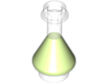 Minifigure, Utensil Bottle, Erlenmeyer Flask with Molded Trans-Bright Green Fluid Pattern, Trans-Clear (93549pb01 / 4618266)