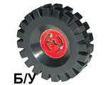 ! Б/У - Wheel with Split Axle Hole with Black Tire 17 x 43 3482 / 3634, Red (3482c03) - Б/У