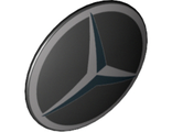 Minifigure, Shield Circular Convex Face with Silver Mercedes-Benz Logo Pattern, Black (75902pb06 / 6113039)